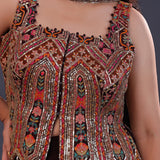 Black Satin Crepe Indowestern Set