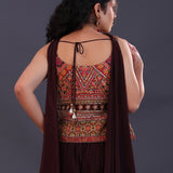 Black Satin Crepe Indowestern Set