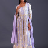 Pastel Blue Banarsi Silk Stone Work Gown Set