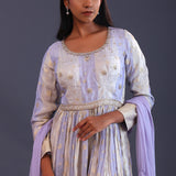 Pastel Blue Banarsi Silk Stone Work Gown Set