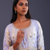 Pastel Blue Banarsi Silk Stone Work Gown Set