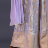Pastel Blue Banarsi Silk Stone Work Gown Set