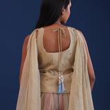 Pastel Beige Organza Crush Indo Western Choli Set