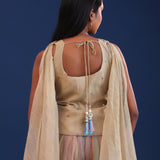 Pastel Beige Organza Crush Indo Western Choli Set