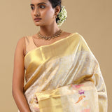 Beige Kanjivaram Tissue Saree With Meenakari Design