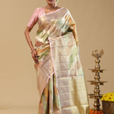 Dull Gold Kanjivaram Tissue Saree With Rangkat Pattern