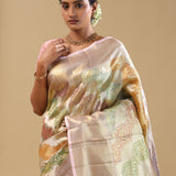 Dull Gold Kanjivaram Tissue Saree With Rangkat Pattern
