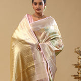 Dull Gold Kanjivaram Tissue Saree With Rangkat Pattern