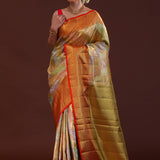 Golden Kanjivaram Tissue Saree With Rangkat Pattern