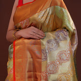 Golden Kanjivaram Tissue Saree With Rangkat Pattern