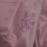 Pastel Pink Banarasi Silk Saree With Meenakari Jaal