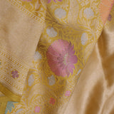 Yellow Banarasi Silk Saree With Meenakari Design