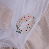 Off-White Banarasi Silk Saree With Floral Zari
