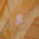 Tiger Orange Soft Chanderi Silk Saree With Embroidery Work