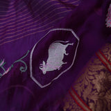 Very Dark Violet Soft Chanderi Silk Saree With Embroidery Work