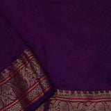 Very Dark Violet Soft Chanderi Silk Saree With Embroidery Work