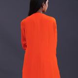 Bright Orange Crepe Silk Solid Kurti Set