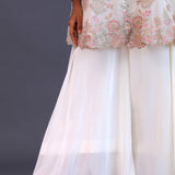 White Crepe Silk Jacketed Kurta Set