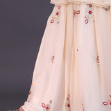 White Chinon Floral Embroidered Peplum Sharara Set