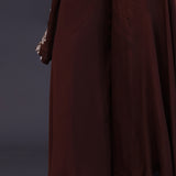 Dark Brown Satin Crepe Indowestern Set