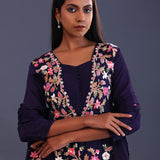 Dark Indigo Georgette Indo Western Peplum Set