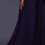 Dark Indigo Georgette Indo Western Peplum Set