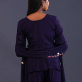 Dark Indigo Georgette Indo Western Peplum Set