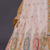 Pastel White Chinon Georgette Embroidered Lehenga Set