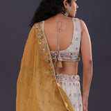 Pastel White Chinon Georgette Embroidered Lehenga Set