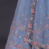 Sky Blue Georgette Embroidered Lehenga Set
