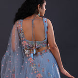 Sky Blue Georgette Embroidered Lehenga Set