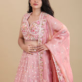 Soft Pink Organza Tissue Lehenga Set