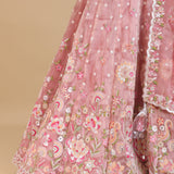 Soft Pink Organza Tissue Lehenga Set