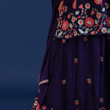 Dark Purple Georgette Thread Work Lehenga Kurti Set