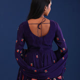 Dark Purple Georgette Thread Work Lehenga Kurti Set