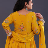 Mustard Yellow Chinon Georgette Embroidered Anarkali Set