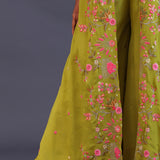 Sheen Green Crepe Silk Indo Western Choli Set