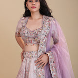 Lilac Organza Tissue Lehenga Set