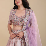 Lilac Organza Tissue Lehenga Set