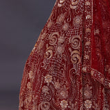 Scarlet Red Net Embroidered Lehenga Set