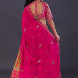 Bright Pink Chinon Silk Printed Lehenga Set