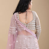 Beige Netted Lehenga Set