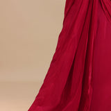 Crimson Red Crepe Silk Drape Saree