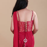 Crimson Red Crepe Silk Drape Saree