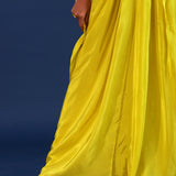 Bright Lime Green Crepe Silk Indo Western Skirt Set