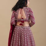 Merlot Red Georgette Lehenga Set