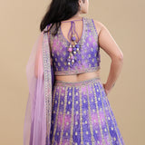 Purple Chinon Silk Lehenga Set