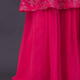 Fuchsia Pink Soft Tissue Embroidered Kurti Set