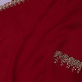 Passion Red Solid Satin Saree