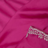 Hot Pink Crepe Saree With Fancy Border